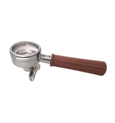 Filterdrager Ascaso Steel en Dream PID messing verchroomd met walnoot hout PM449 of PM450